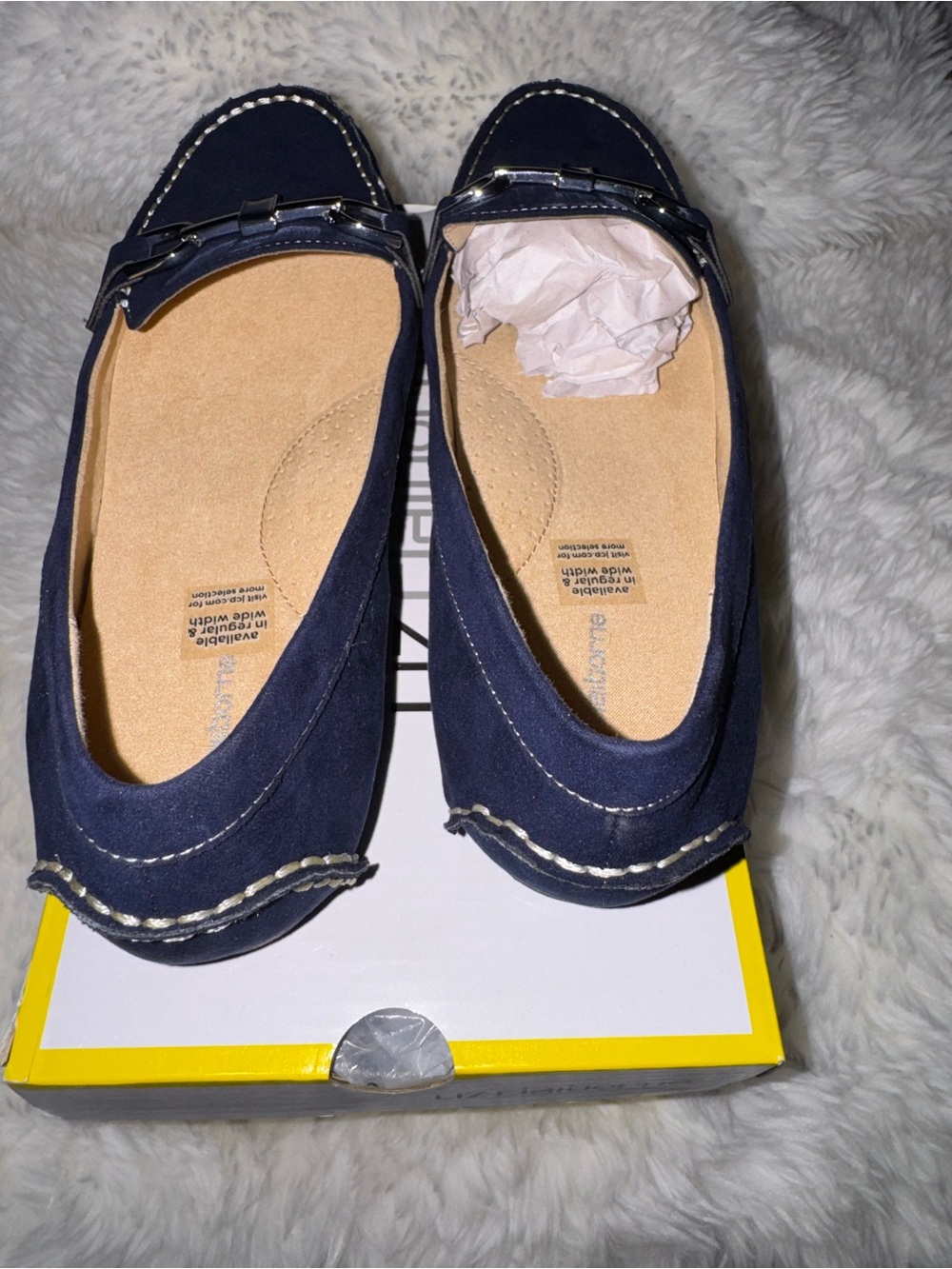 Liz Claiborne Navy Blue Suede Loafers with Silver Bit - Picture 3 of 5